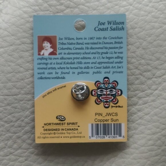 'Copper Sun' Pin Indigenous Design by Joe Wilson, Coast Salish - Picture 2 of 3